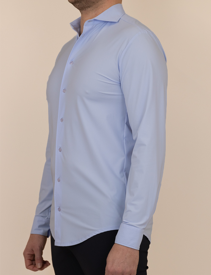 overhemd travelstof slim fit light blue